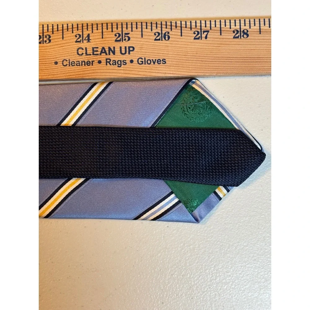 Tommy Hilfiger Men's Silk Stripe Necktie Blue Yellow White Black‎ Formal Note!